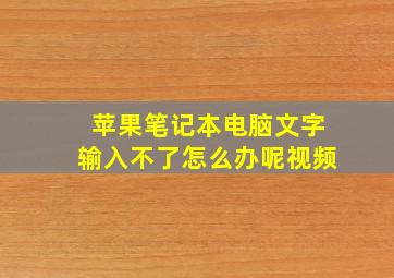 苹果笔记本电脑文字输入不了怎么办呢视频