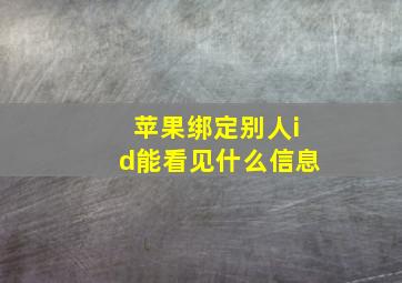 苹果绑定别人id能看见什么信息