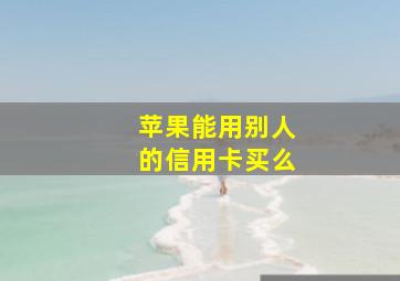 苹果能用别人的信用卡买么