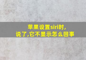 苹果设置siri时,说了,它不显示怎么回事