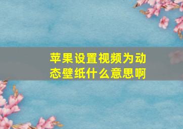 苹果设置视频为动态壁纸什么意思啊