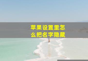 苹果设置里怎么把名字隐藏