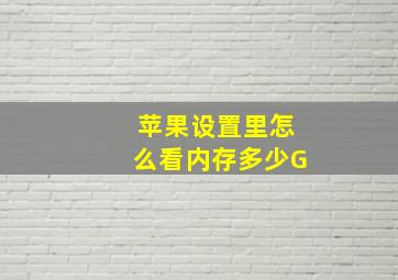 苹果设置里怎么看内存多少G