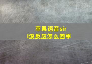 苹果语音siri没反应怎么回事