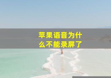 苹果语音为什么不能录屏了