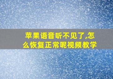 苹果语音听不见了,怎么恢复正常呢视频教学