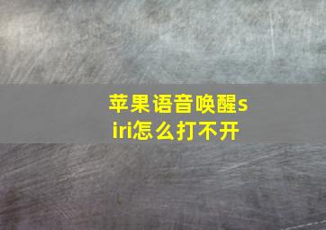 苹果语音唤醒siri怎么打不开