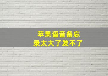 苹果语音备忘录太大了发不了