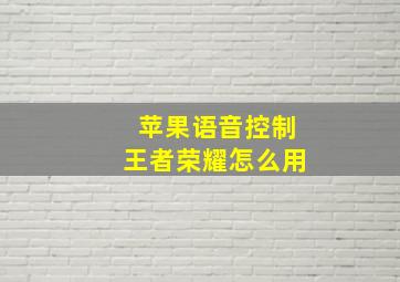 苹果语音控制王者荣耀怎么用