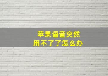 苹果语音突然用不了了怎么办