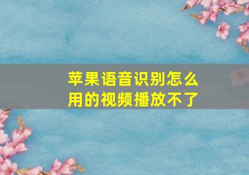 苹果语音识别怎么用的视频播放不了