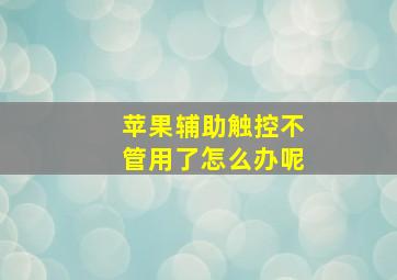 苹果辅助触控不管用了怎么办呢