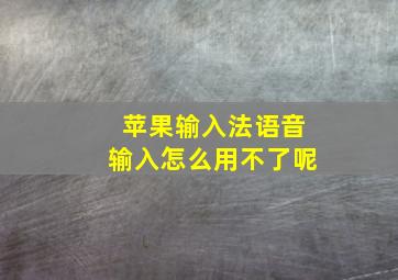 苹果输入法语音输入怎么用不了呢