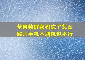 苹果锁屏密码忘了怎么解开手机不刷机也不行