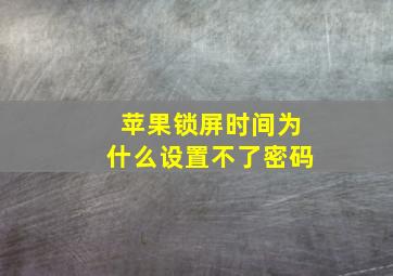 苹果锁屏时间为什么设置不了密码