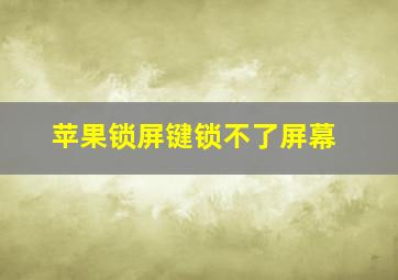 苹果锁屏键锁不了屏幕