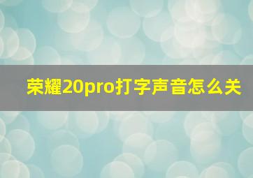 荣耀20pro打字声音怎么关