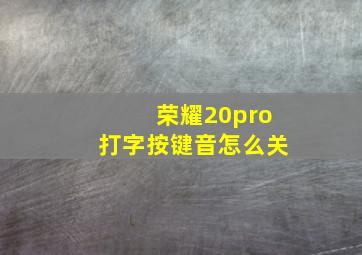 荣耀20pro打字按键音怎么关