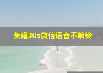 荣耀30s微信语音不响铃