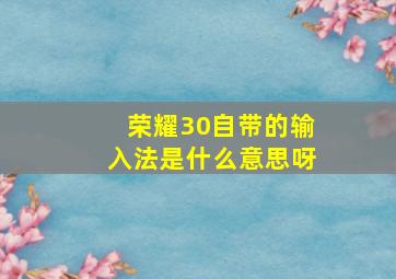 荣耀30自带的输入法是什么意思呀