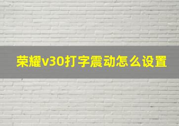 荣耀v30打字震动怎么设置