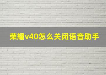 荣耀v40怎么关闭语音助手