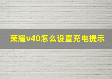 荣耀v40怎么设置充电提示