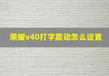 荣耀v40打字震动怎么设置