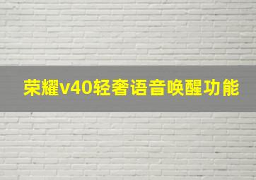 荣耀v40轻奢语音唤醒功能