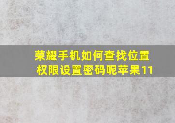 荣耀手机如何查找位置权限设置密码呢苹果11