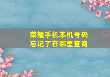 荣耀手机本机号码忘记了在哪里查询