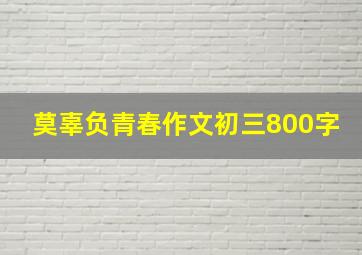 莫辜负青春作文初三800字