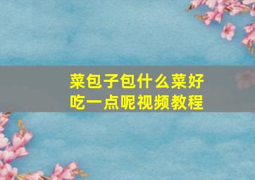 菜包子包什么菜好吃一点呢视频教程