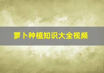 萝卜种植知识大全视频