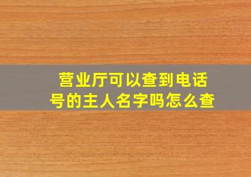 营业厅可以查到电话号的主人名字吗怎么查