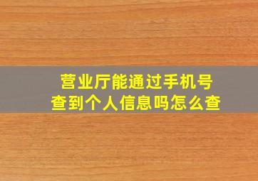 营业厅能通过手机号查到个人信息吗怎么查