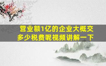 营业额1亿的企业大概交多少税费呢视频讲解一下