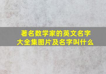 著名数学家的英文名字大全集图片及名字叫什么