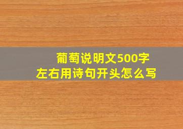 葡萄说明文500字左右用诗句开头怎么写