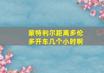 蒙特利尔距离多伦多开车几个小时啊