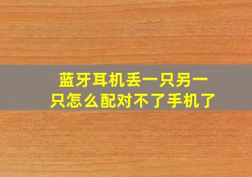 蓝牙耳机丢一只另一只怎么配对不了手机了