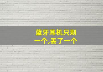 蓝牙耳机只剩一个,丢了一个