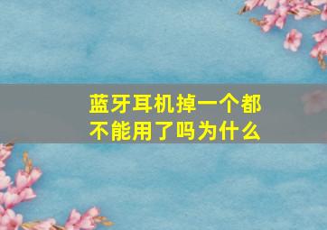 蓝牙耳机掉一个都不能用了吗为什么