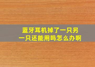 蓝牙耳机掉了一只另一只还能用吗怎么办啊