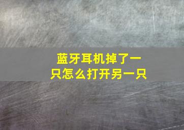 蓝牙耳机掉了一只怎么打开另一只