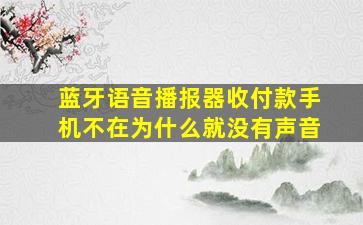 蓝牙语音播报器收付款手机不在为什么就没有声音