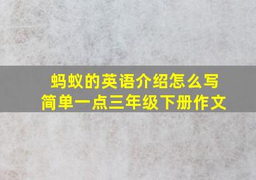 蚂蚁的英语介绍怎么写简单一点三年级下册作文