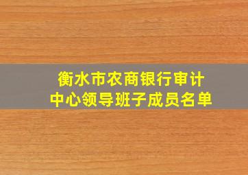 衡水市农商银行审计中心领导班子成员名单