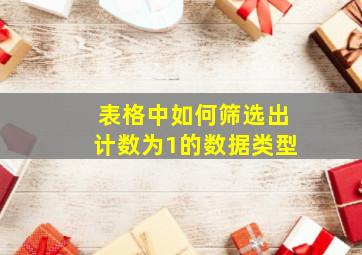 表格中如何筛选出计数为1的数据类型