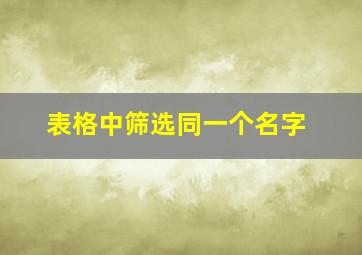 表格中筛选同一个名字